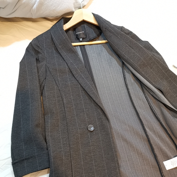 Dynamite Gray Stripes Blazer - Picture 2 of 4